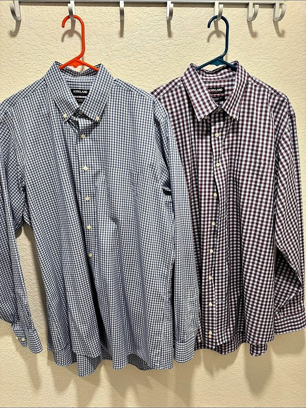 Kirkland Signature Traditional Fit Non-Iron Dress Shirt Men's Gingham 2 pack bun